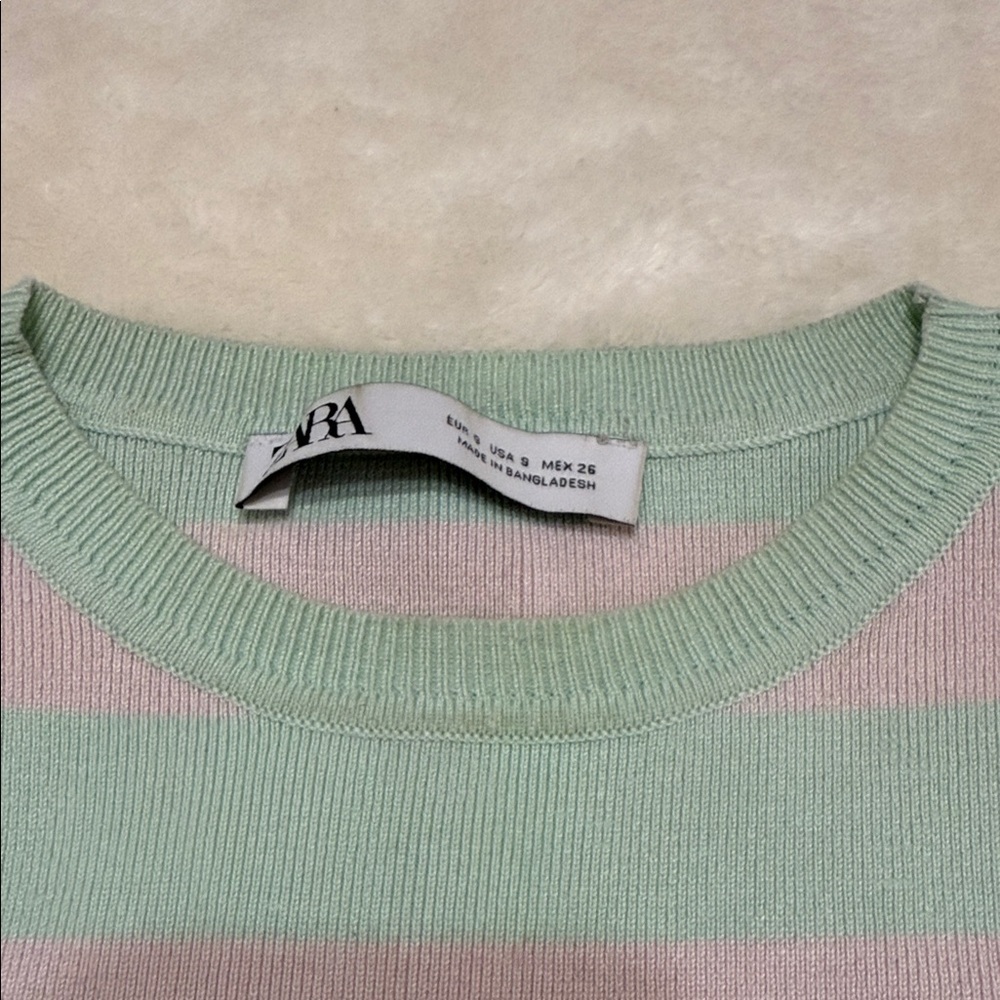 Zara Mint and Pink Striped Crop Top - Picture 3 of 4